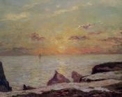 On the Cliffs of Belle Isle on Mer, Sunset - 马克西姆·莫福拉